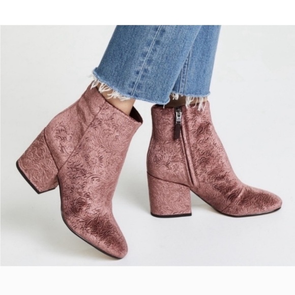 Sam Edelman Taye Embossed Velvet Ankle Booties - Picture 2 of 8